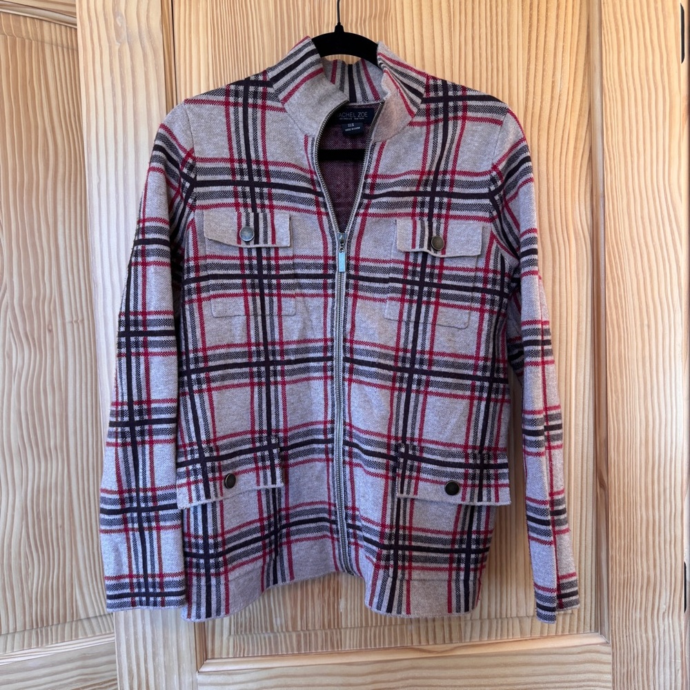 Rachel Zoe Red and Gray Knit Jacket